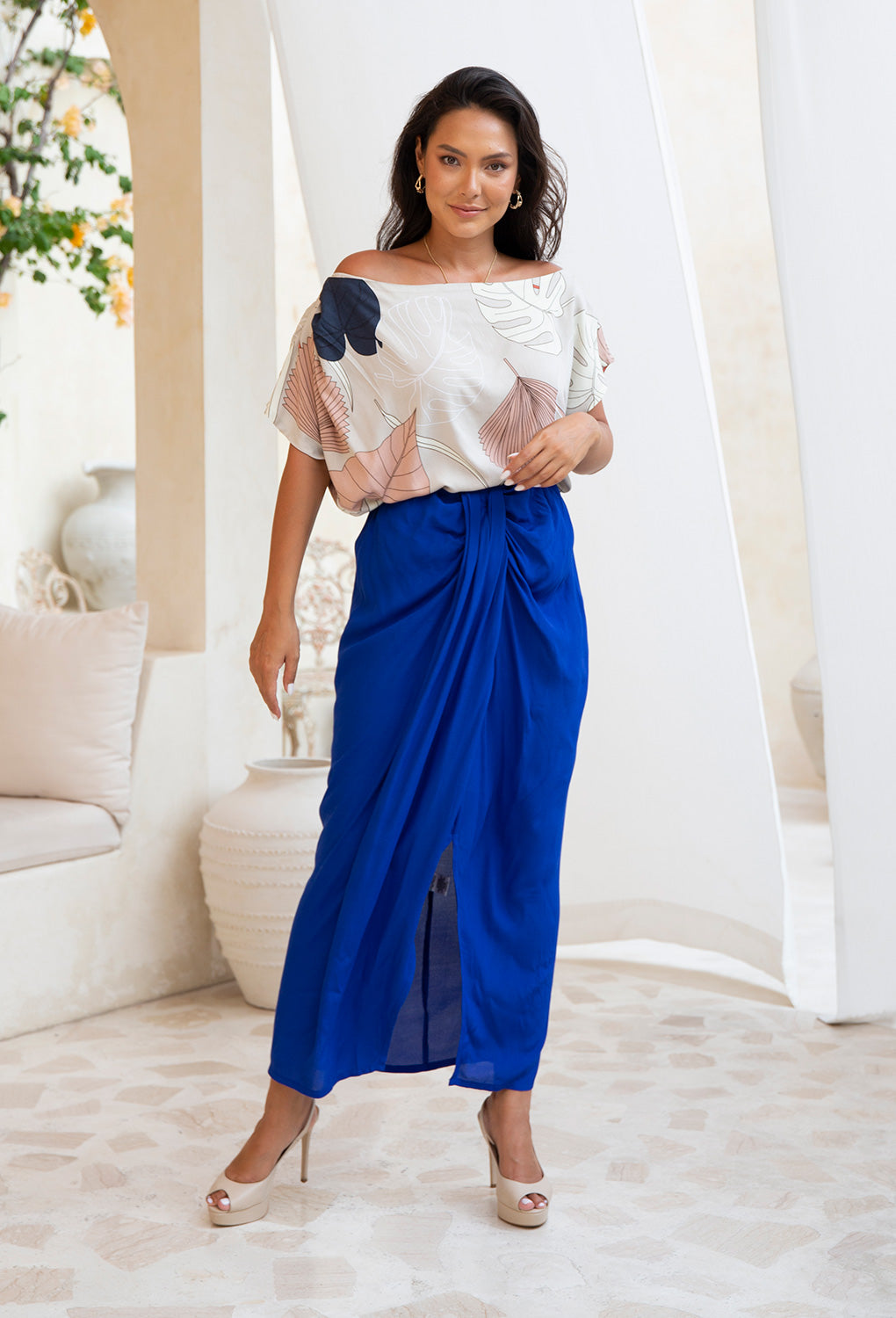 Elastic waist royal outlet blue skirt