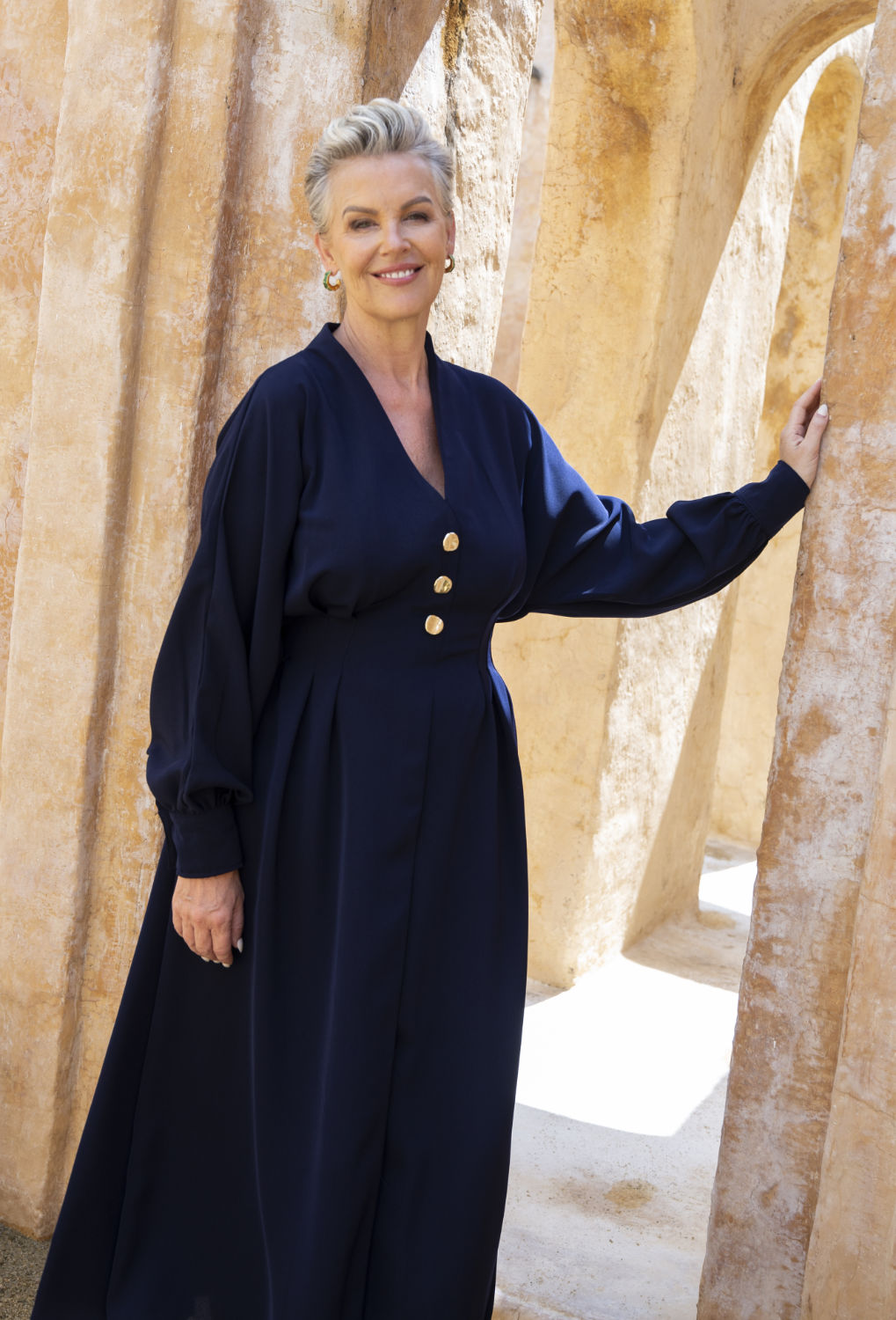 Emma Long Sleeve Midi Dress 8 / Navy / Poly-Viscose