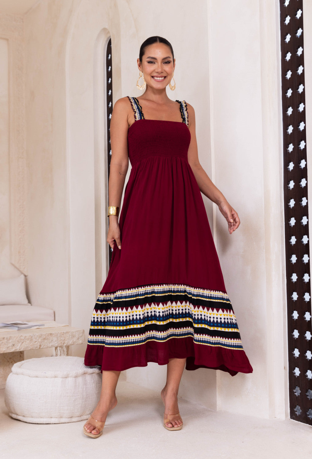 Jennie Midi Dress 10 / Claret
