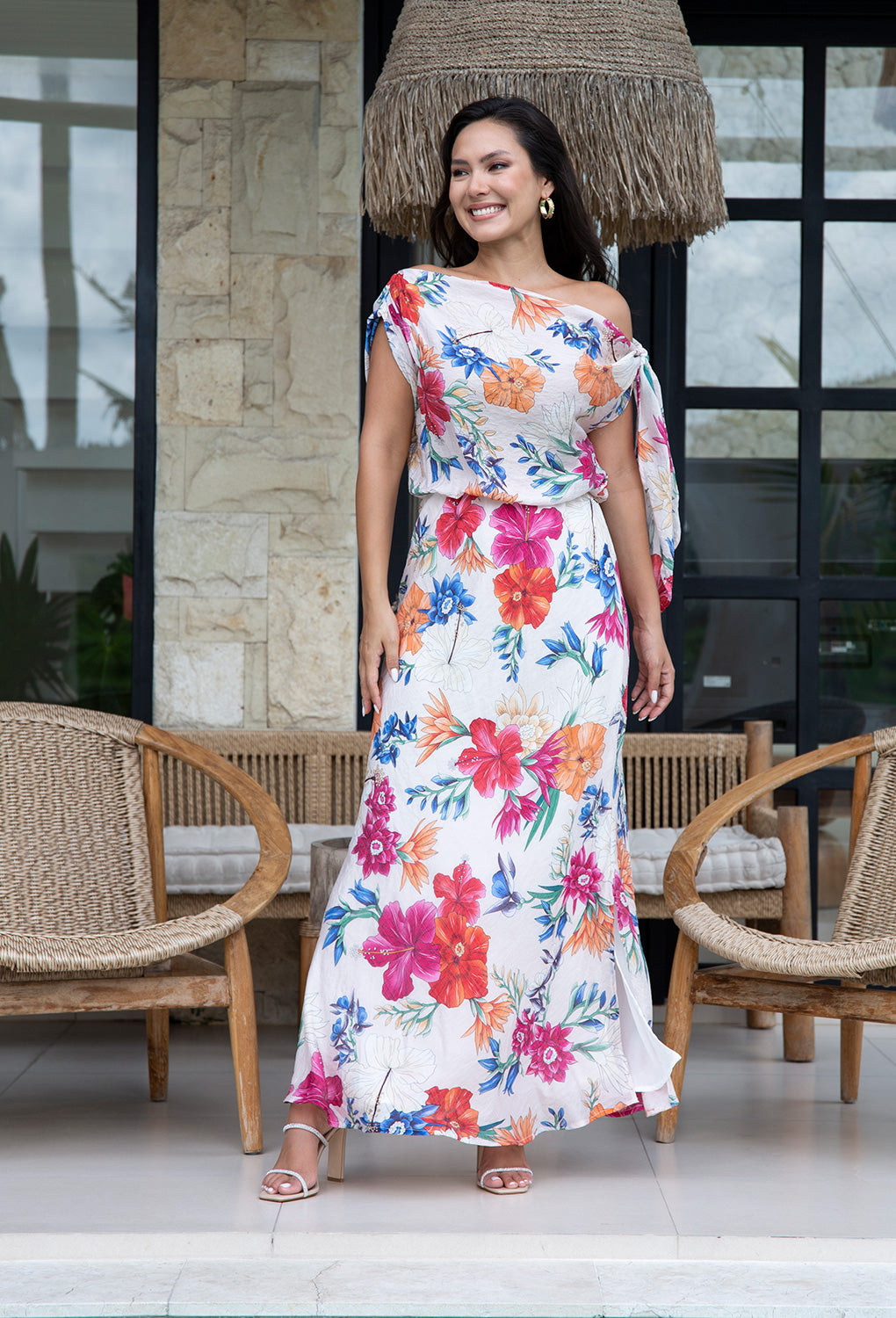 Hibiscus print maxi on sale dress