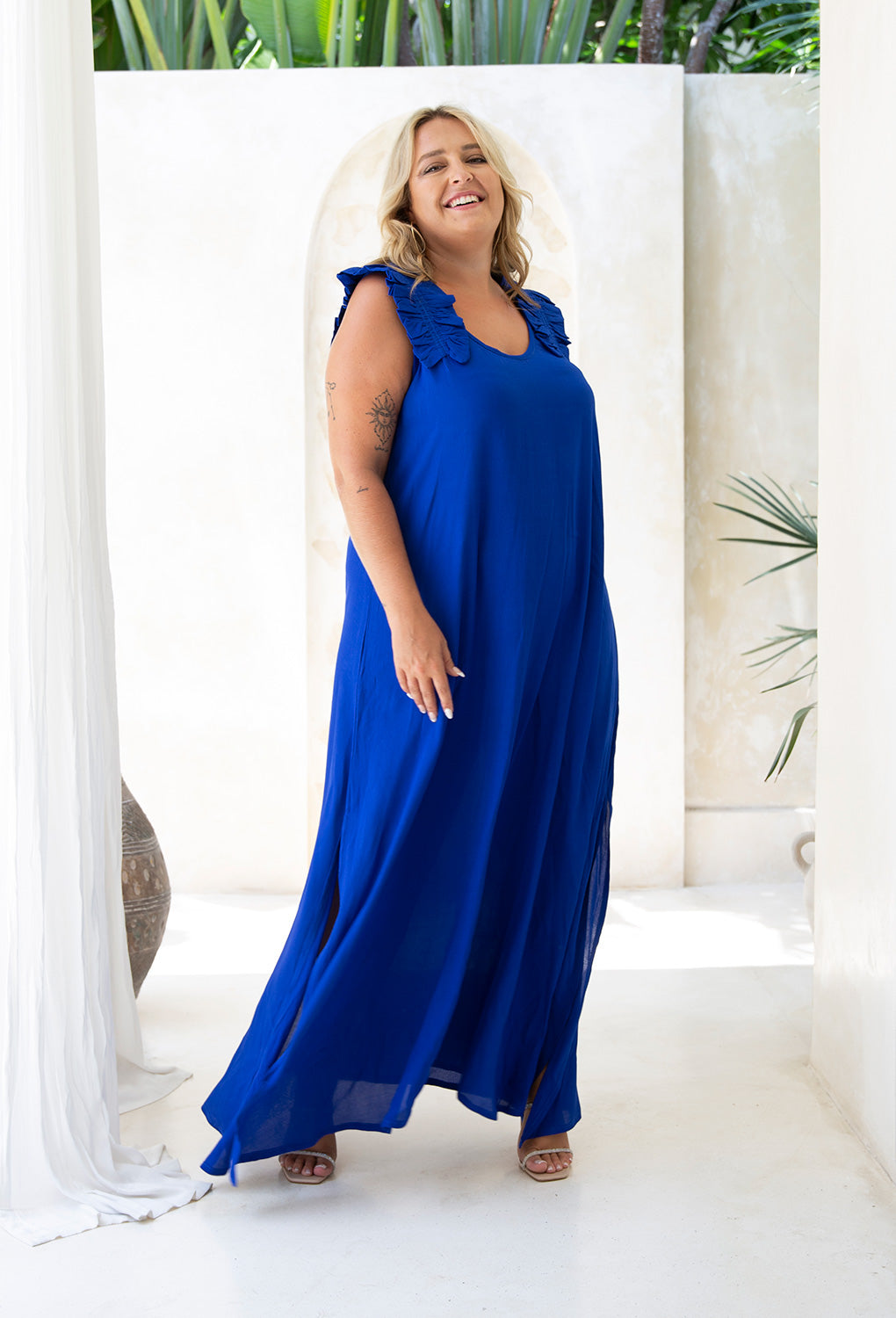 Electric blue outlet plus size dress