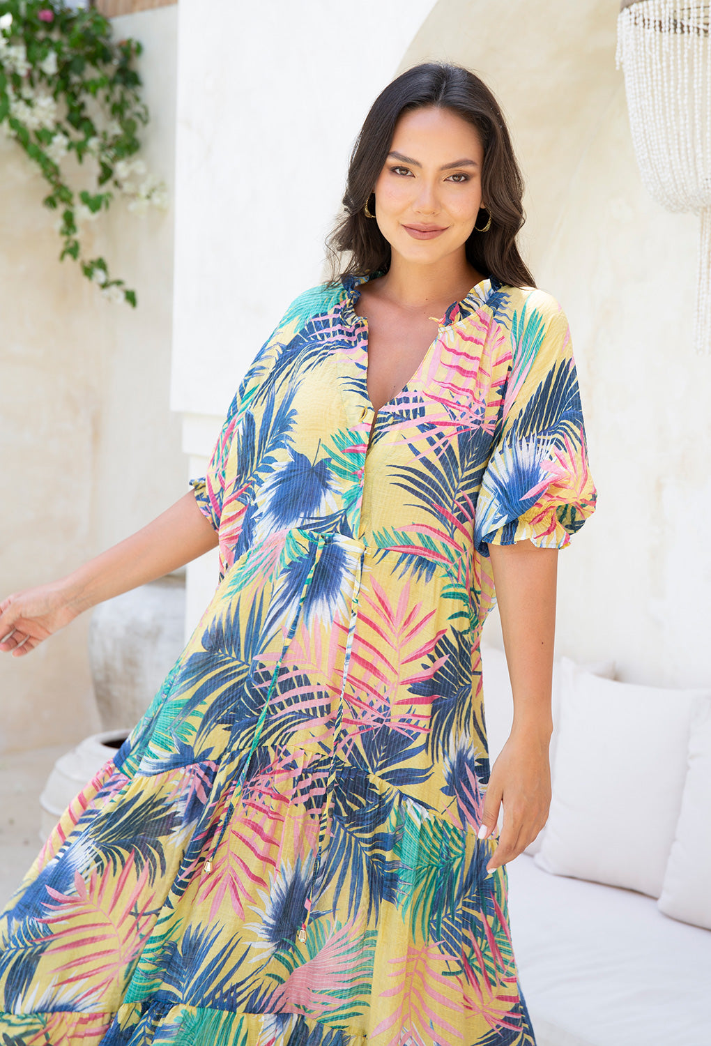 Tropical midi outlet dress