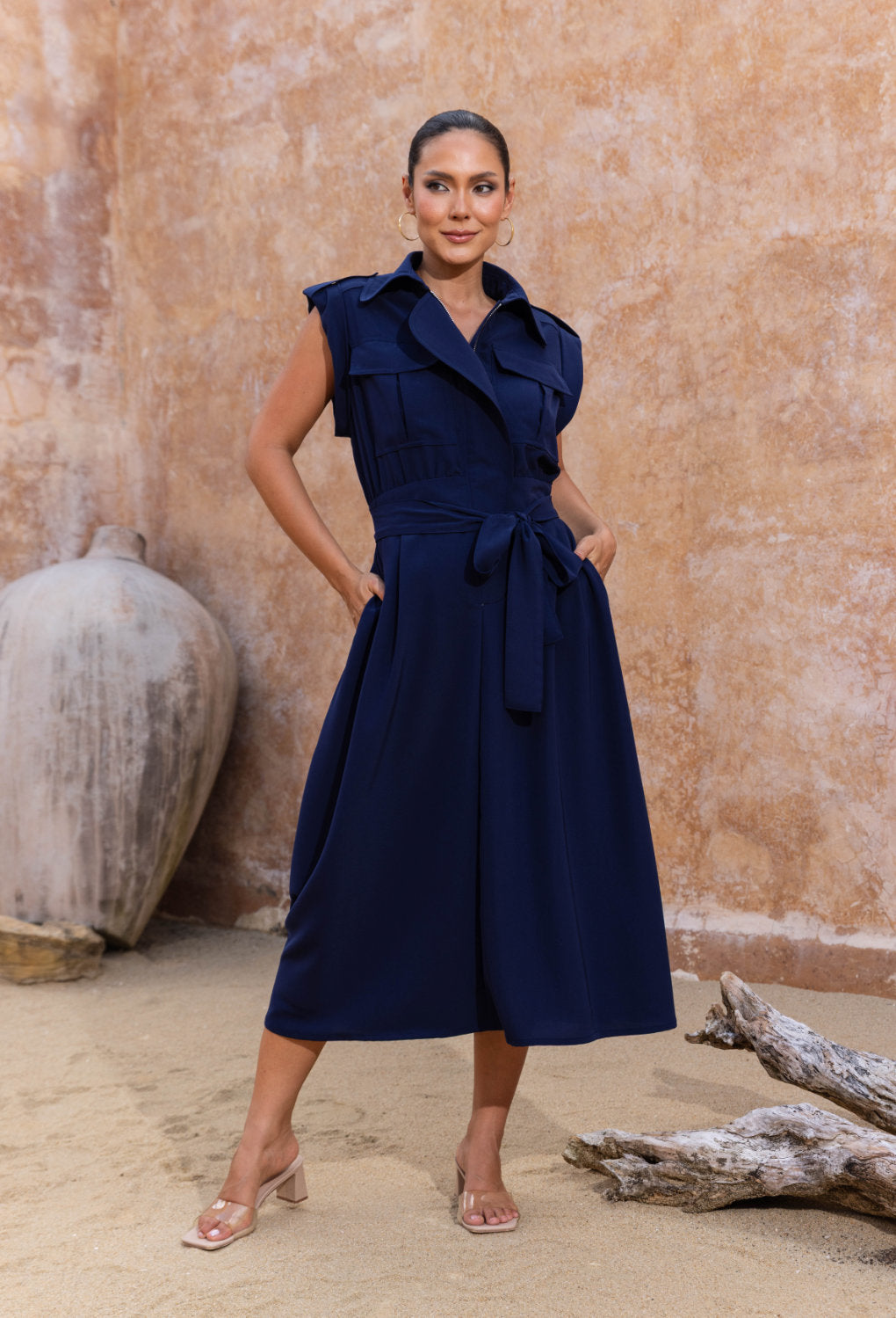 Scarlett Midi Dress in Navy