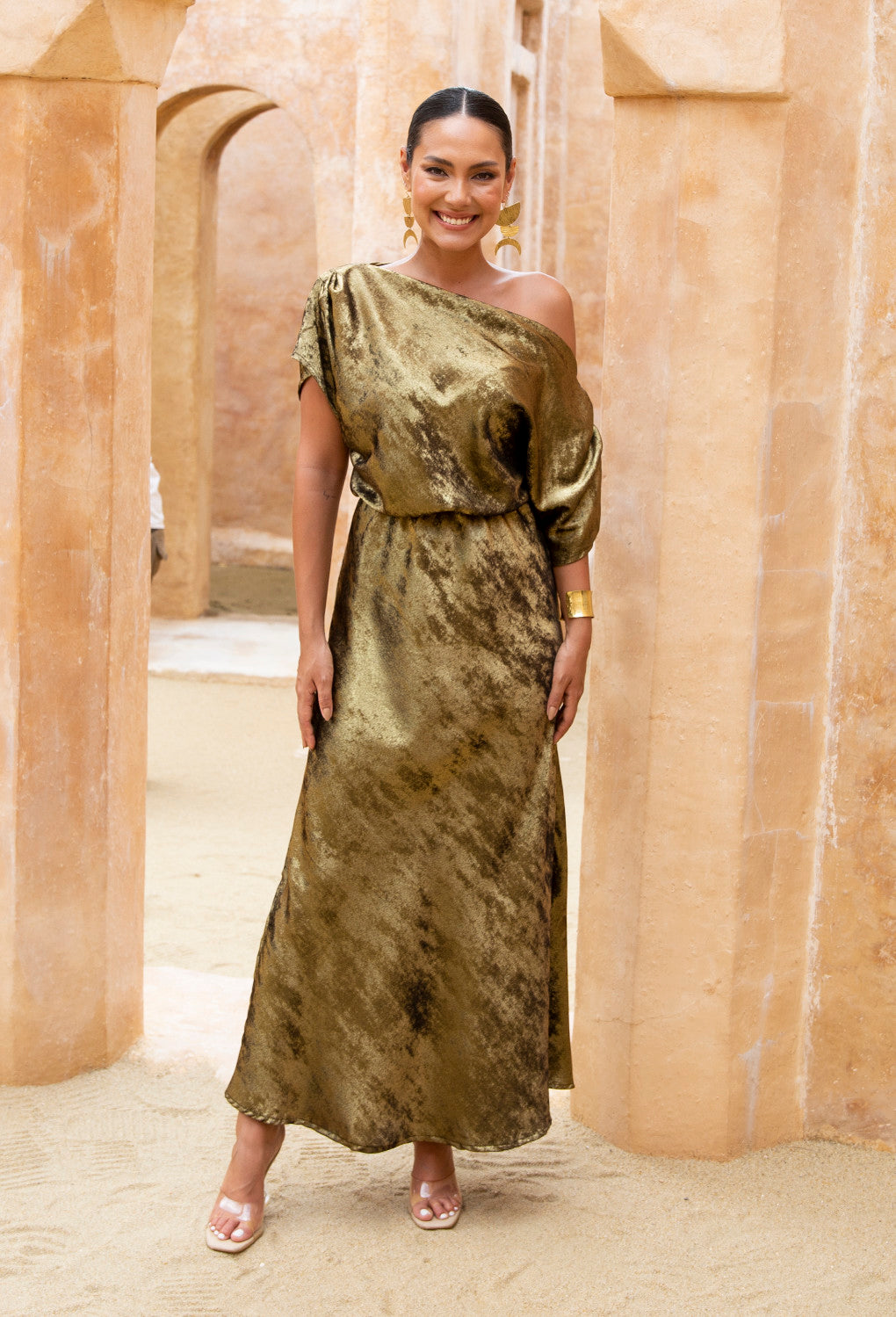 Larisa Maxi Dress 8 / Gold Foil / Poly