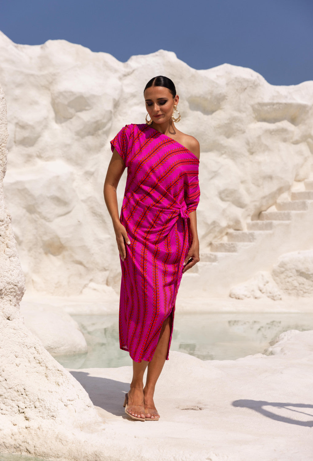 Evelyn Midi Dress, 16 / Flamingo / Rayon Evelyn Midi Dress, 16 / Flamingo / Rayon