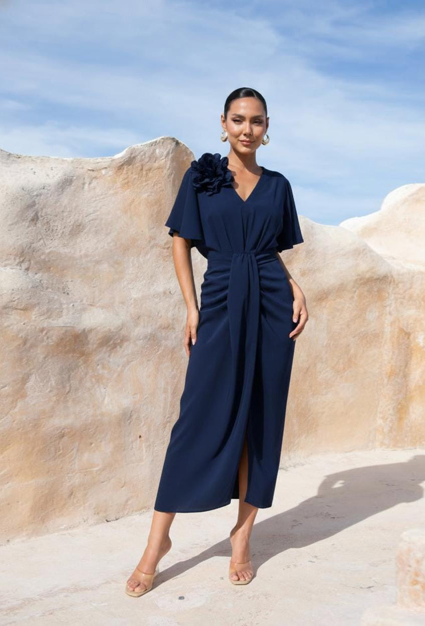 designer dress cocktail Piper · Dresses · Natasha Gan alttext Color:Teal (Silver Tips) [JDT-43-021] One-Shoulder Chiffon Bridesmaid Dress Midi dress