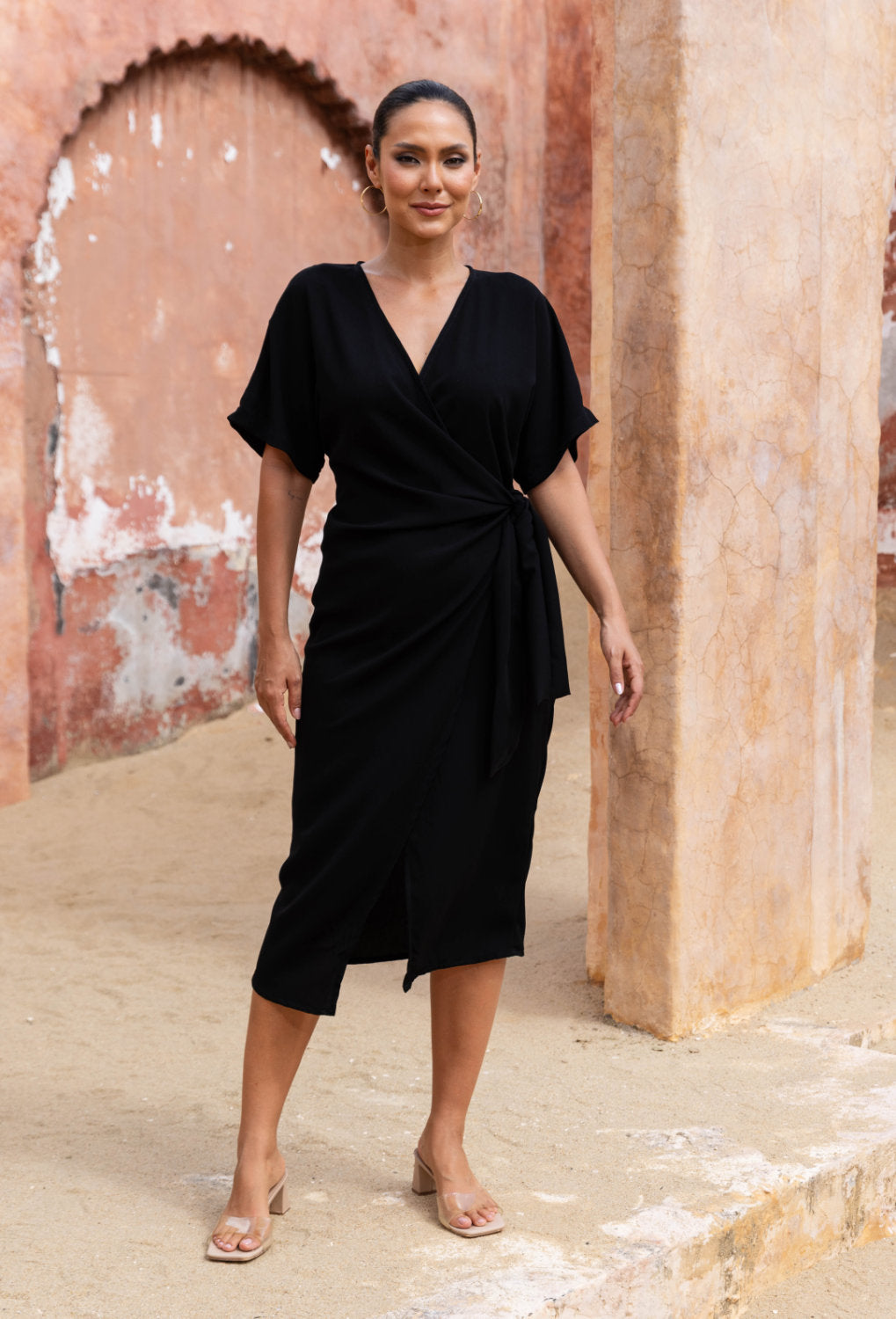 Claudia Short Sleeve Dress in Black
