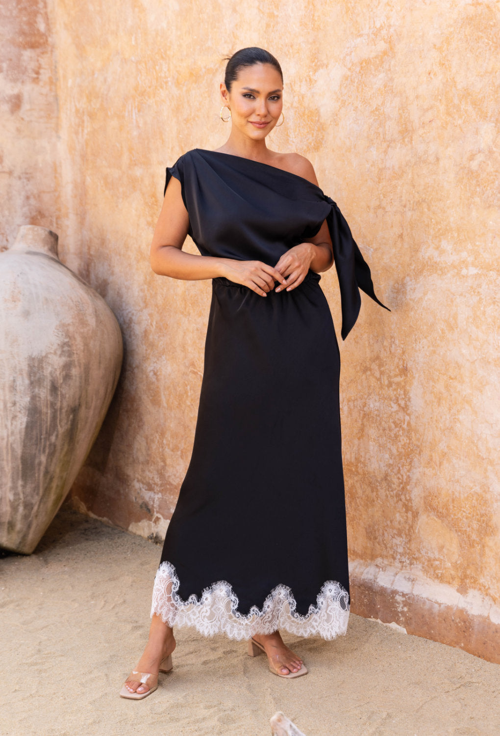 Estelle Cocktail Dress, 6 / Black Satin / Satin